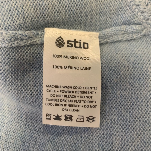 Stio Blue Gray Pullover Hooded 100% Merino Wool High Low Length Size S - Picture 8 of 8